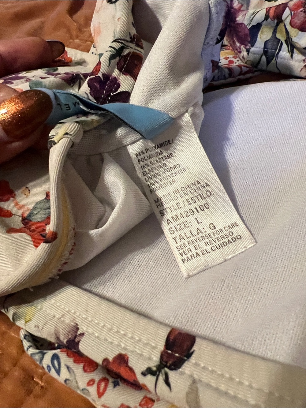 ANTONIO MELANI Floral Bandeau Bikini Swim Top | L - Picture 4 of 5